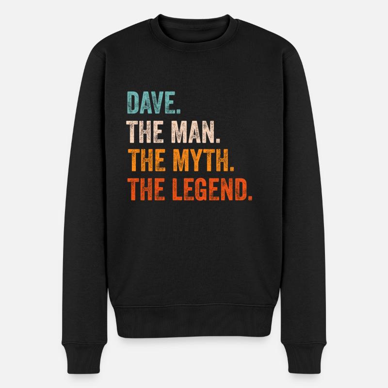 Dave Der Mann Der Mythos Die Legende Vorname Dave - Männer Premium Bio Pullover - Schwarz