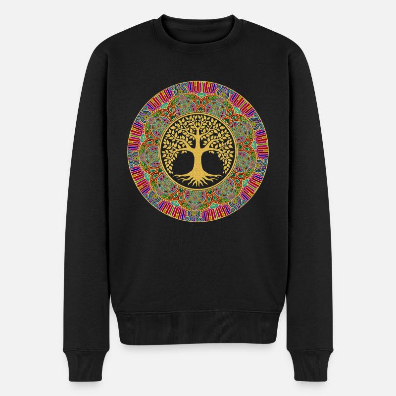 Baum Des Lebens - Mandala 1 - Männer Premium Bio Pullover - Schwarz