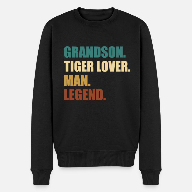Tiger Enkel Legende - Männer Premium Bio Pullover - Schwarz