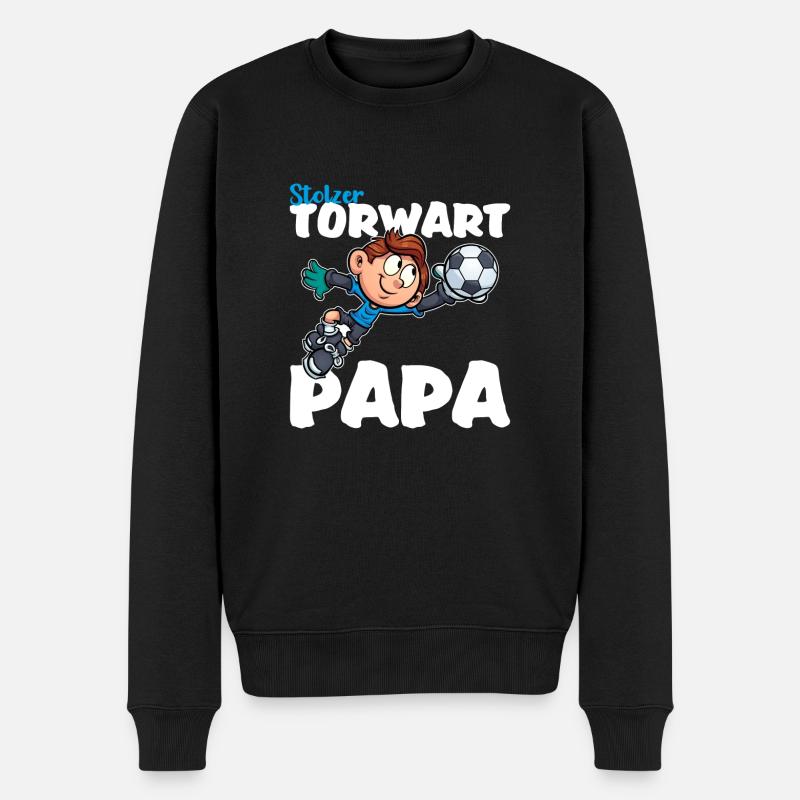 Torwart Papa - Männer Premium Bio Pullover - Schwarz