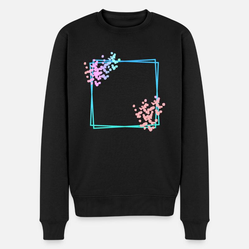 Blue square frame with dots - Men's Premium Organic Jumper - black