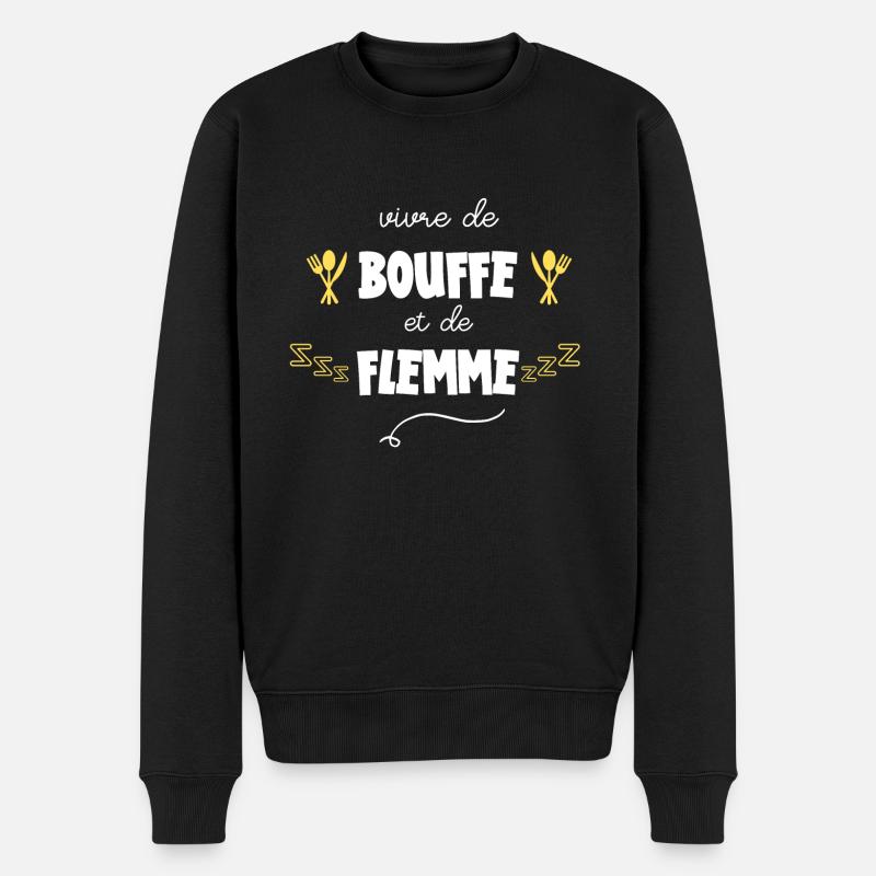 vivre de bouffe et de flemme - Pull Premium bio Homme - noir