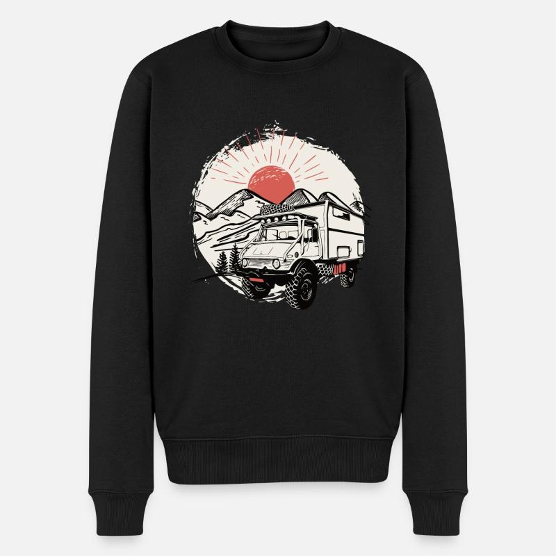 Camping - Unimog - Adventure - Oldtimer - Männer Premium Bio Pullover - Schwarz