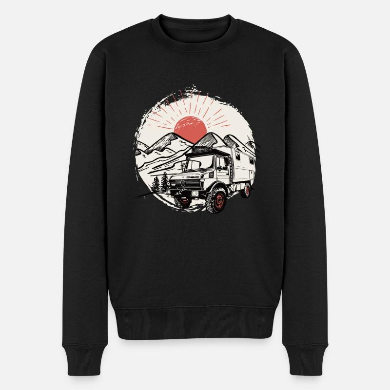 Camping - Unimog - Adventure - Oldtimer - Männer Premium Bio Pullover - Schwarz