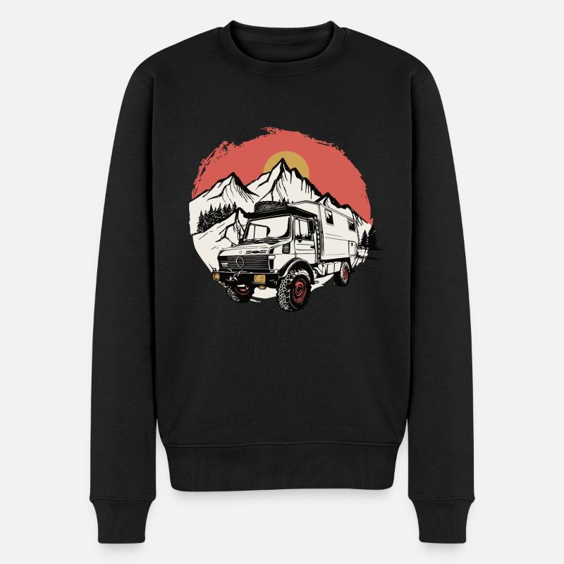 Camping - Unimog - Sunset - Oldtimer - Men's Premium Organic Jumper - black