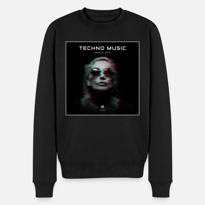 Techno Musik glitch - Männer Premium Bio Pullover - Schwarz