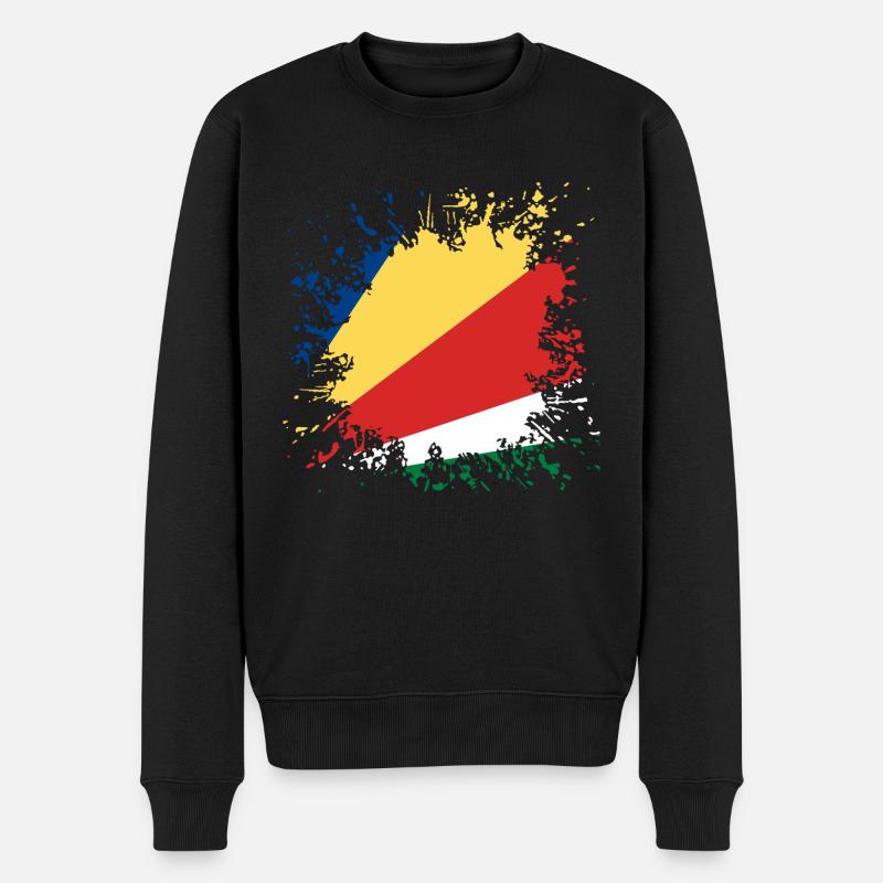 Seychellen Flagge Farbspritzer - Männer Premium Bio Pullover - Schwarz