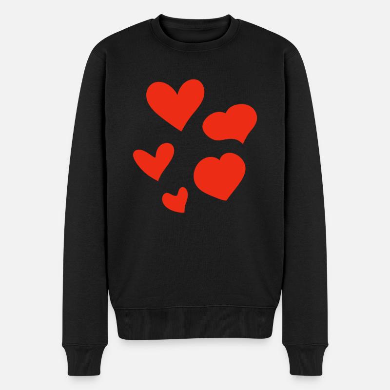 Cœurs rouges | Red hearts - Pull Premium bio Homme - noir