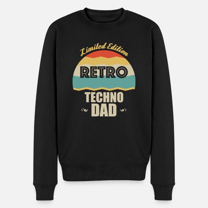 Retro Techno Vater - Männer Premium Bio Pullover - Schwarz