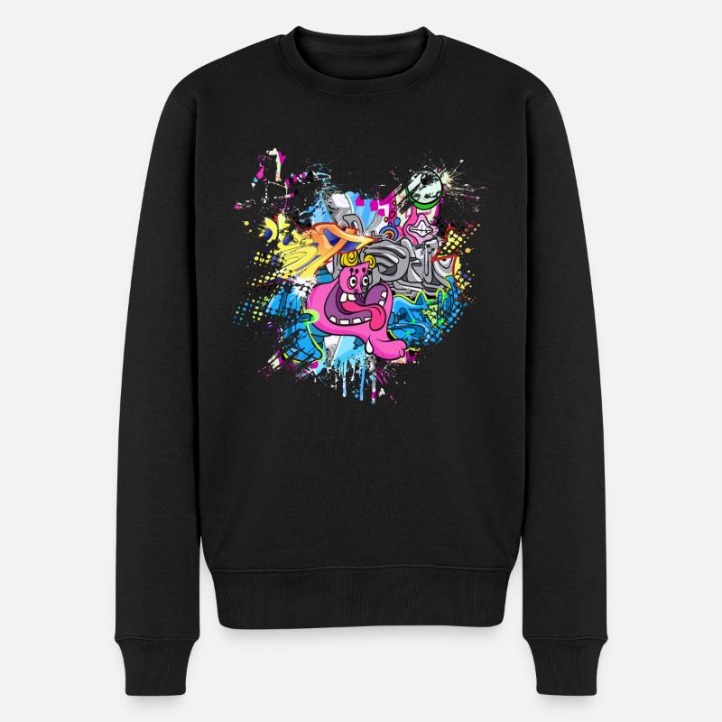 Graffitti - Männer Premium Bio Pullover - Schwarz