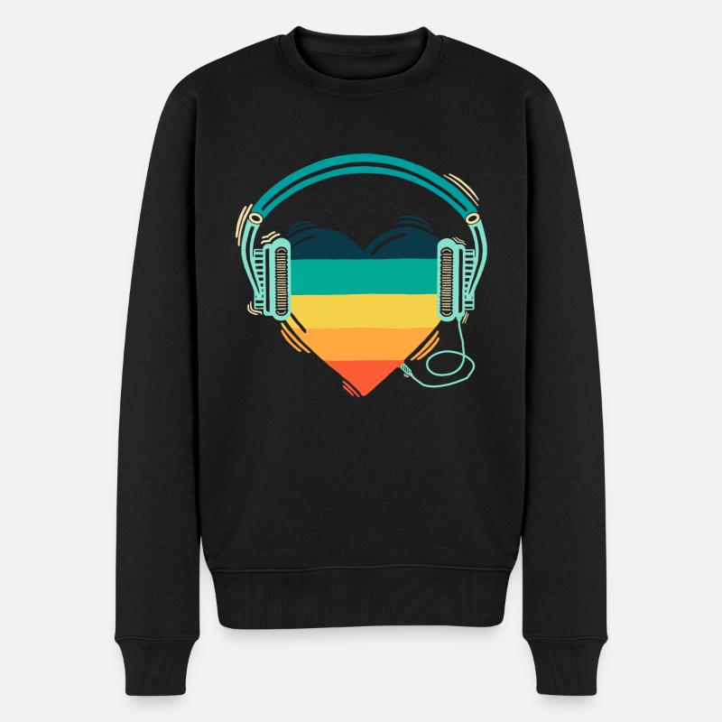 Heartbeat Retro Arc-en-ciel - Pull Premium bio Homme - noir