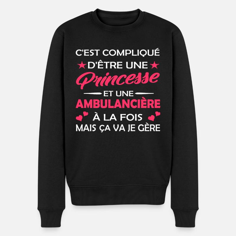 cadeau humour princesse et ambulancière - Pull Premium bio Homme - noir