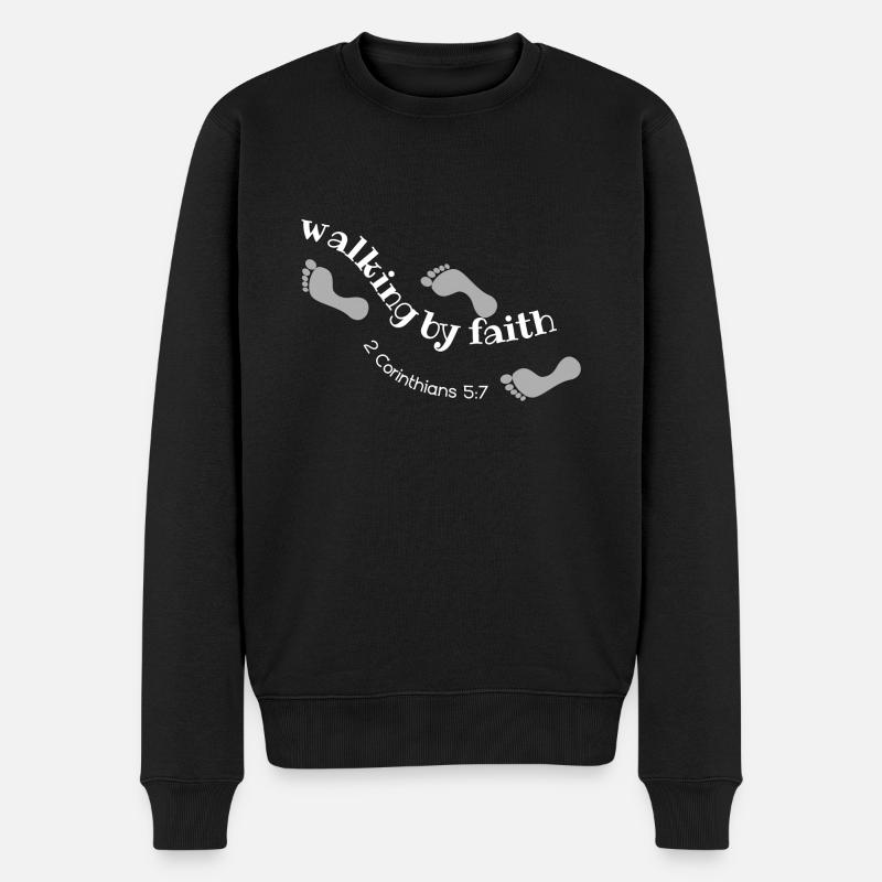Christlicher Bibelvers Gehen im Glauben 2 - Männer Premium Bio Pullover - Schwarz