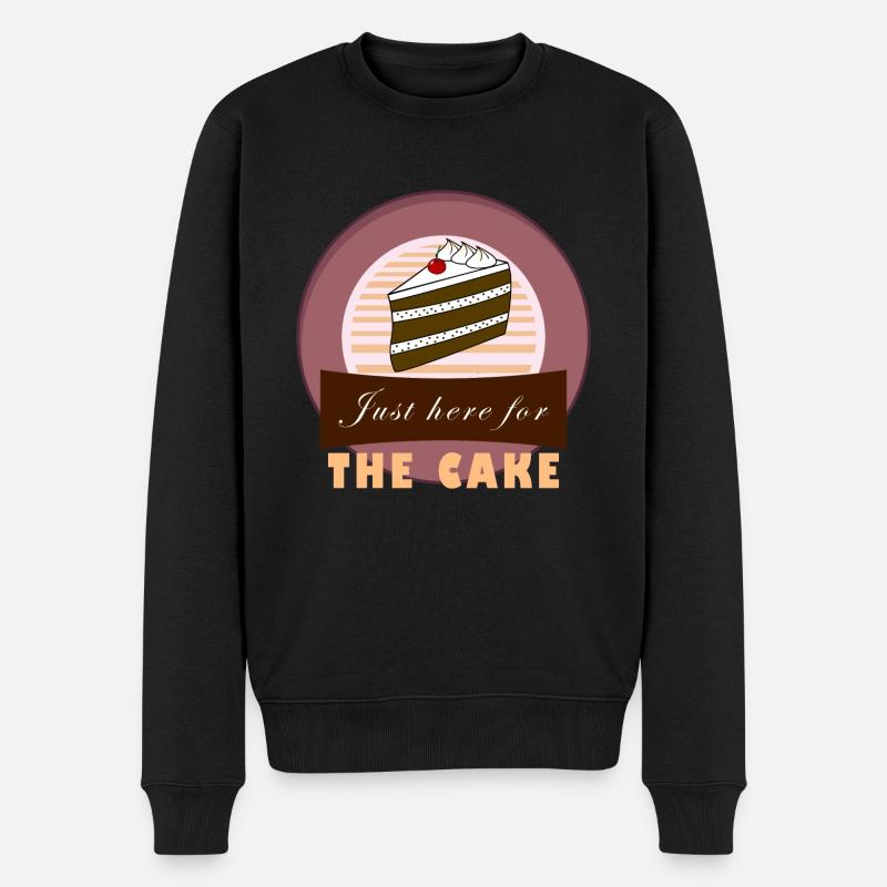 just here for the cake - Männer Premium Bio Pullover - Schwarz