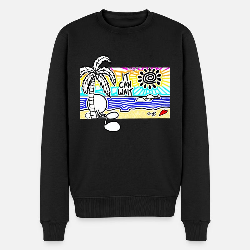 It Can Wait Sunset Doodle - Männer Premium Bio Pullover - Schwarz