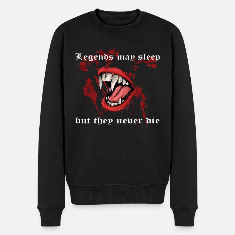 Legends may sleep - Männer Premium Bio Pullover - Schwarz