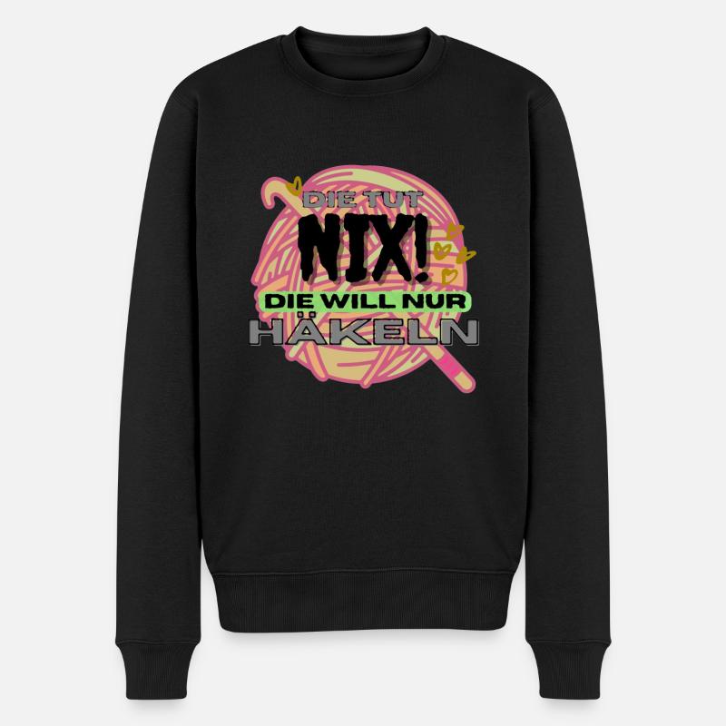 Die Tut Nix Die Will Nur Häkeln Orange Gelb neon - Männer Premium Bio Pullover - Schwarz