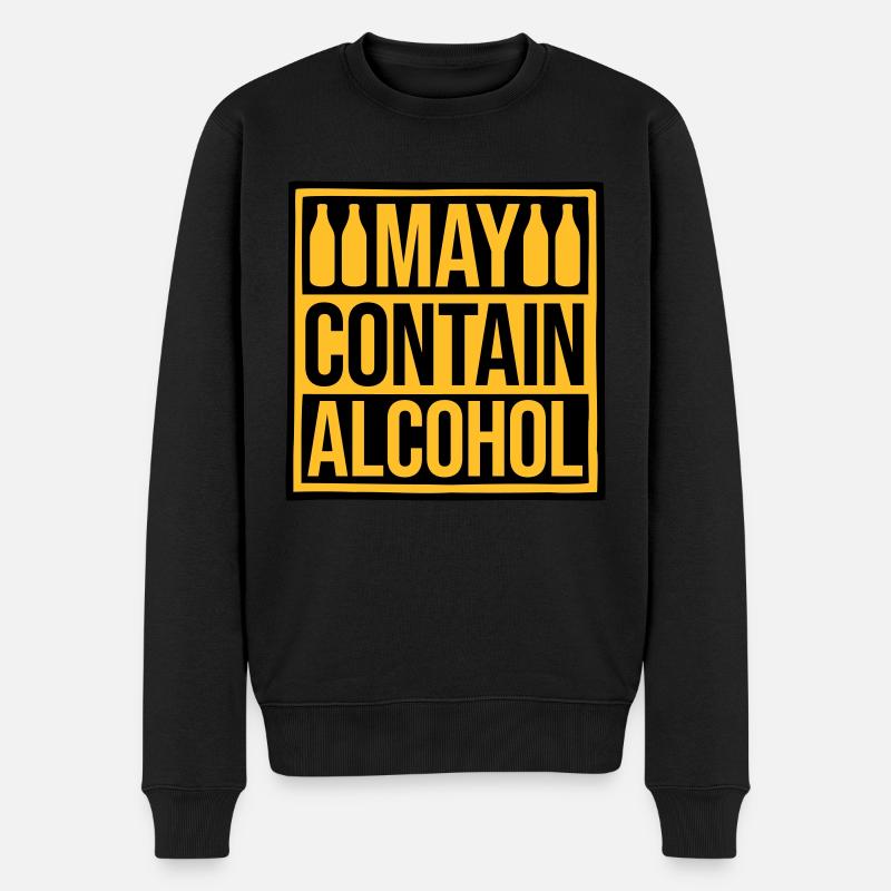 Hinweis May Contain Alcohol - Männer Premium Bio Pullover - Schwarz