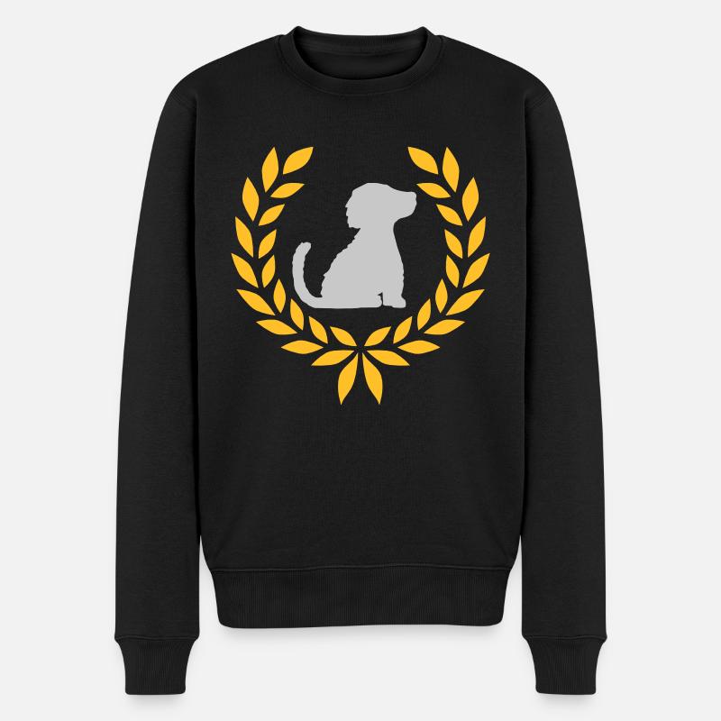 Braver Hund Lorbeerkranz Silhouette - Männer Premium Bio Pullover - Schwarz