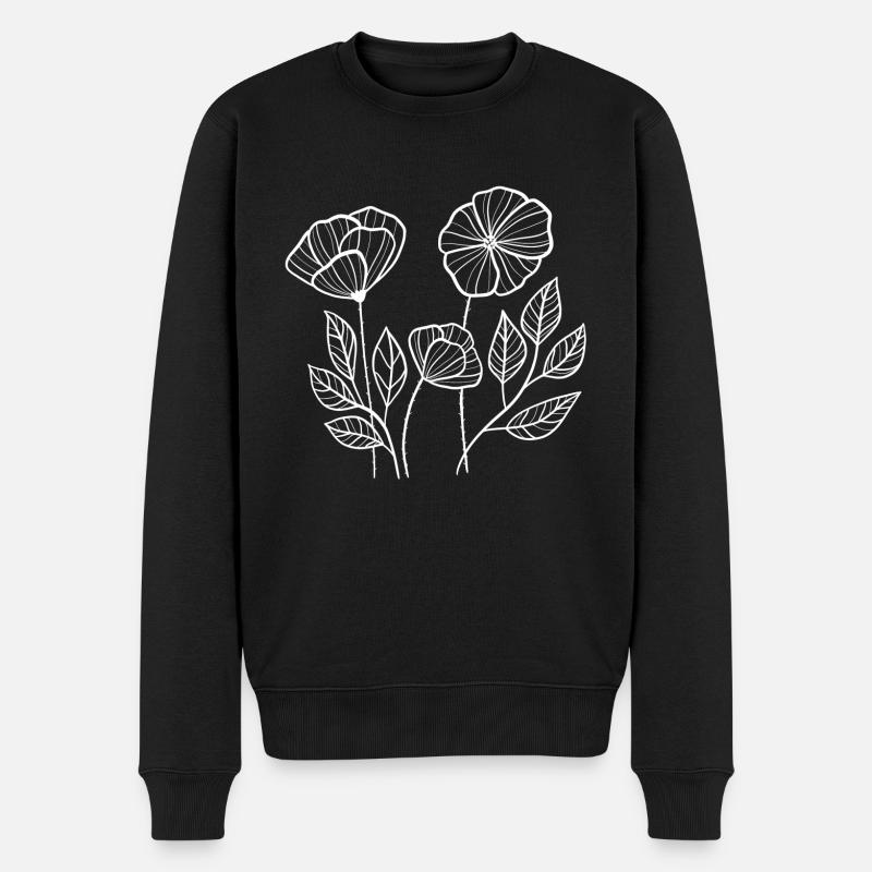 Coquelicots blancs - Pull Premium bio Homme - noir