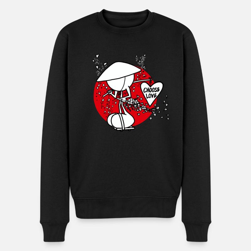 Samurai Of Hearts Plain Doddle - Männer Premium Bio Pullover - Schwarz
