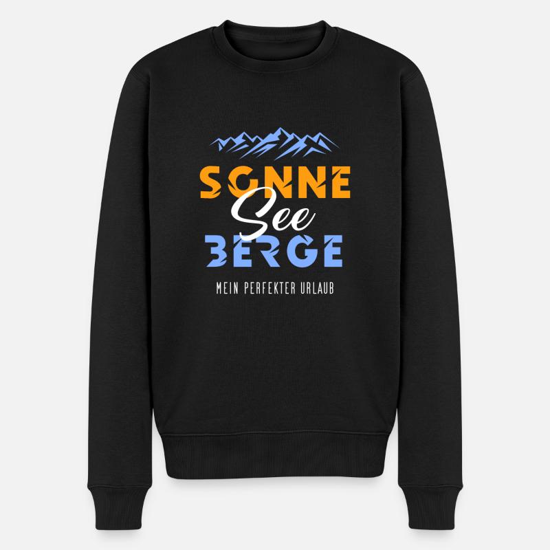 Sonne See und Berge - Männer Premium Bio Pullover - Schwarz