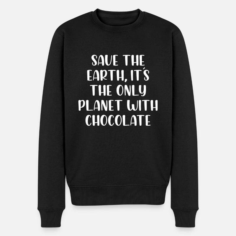 Save the earth its the only planet with chocolate - Männer Premium Bio Pullover - Schwarz