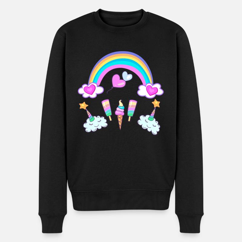 Eishorn Regenbogen - Männer Premium Bio Pullover - Schwarz