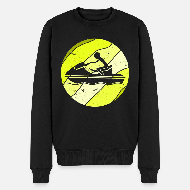 Jetski Retro - Männer Premium Bio Pullover - Schwarz