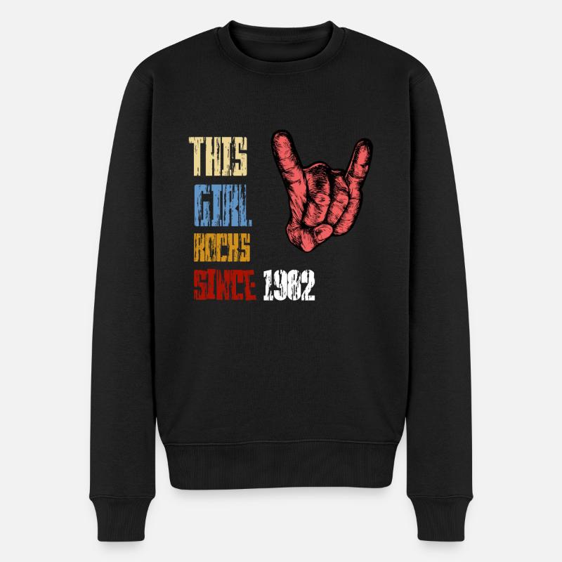 This Girl rocks since 1982 Rock'n'Roll | Geschenk - Männer Premium Bio Pullover - Schwarz