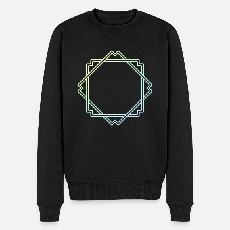 Bunter Quadratischer Rahmen Deko - Männer Premium Bio Pullover - Schwarz