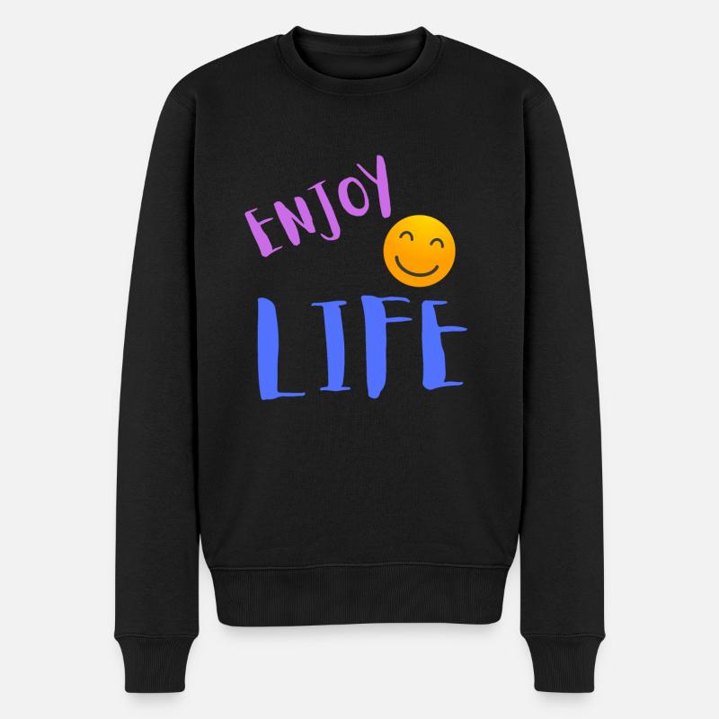 Enjoy life - Männer Premium Bio Pullover - Schwarz
