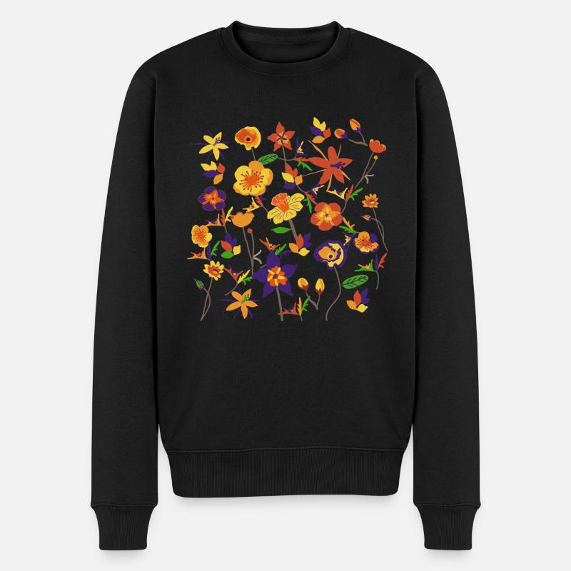 Wildblumenblume Halloween Garten Blumenkunst - Männer Premium Bio Pullover - Schwarz