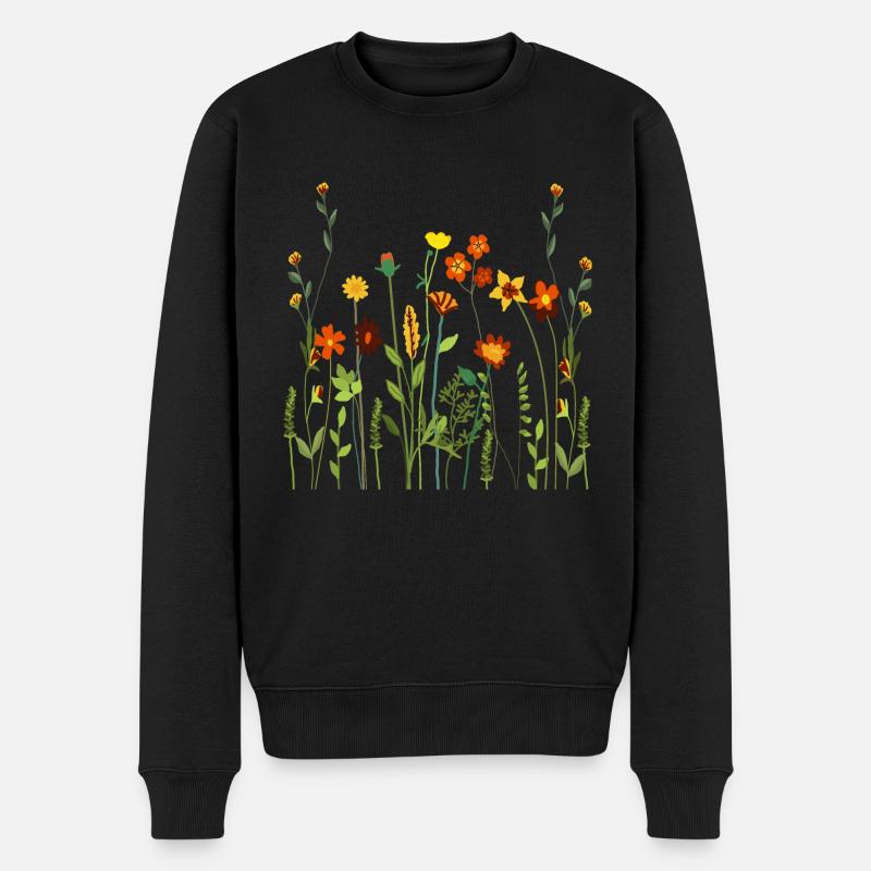 Wildblumenstrauß Halloween Blumenkunst - Männer Premium Bio Pullover - Schwarz