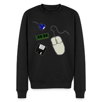 Retro Computer - Men's Premium Organic Jumper - black - Front - Nico (187cm)