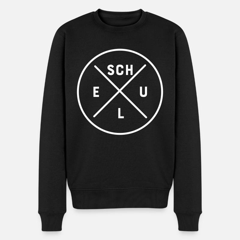 Schule in weiss - Männer Premium Bio Pullover - Schwarz