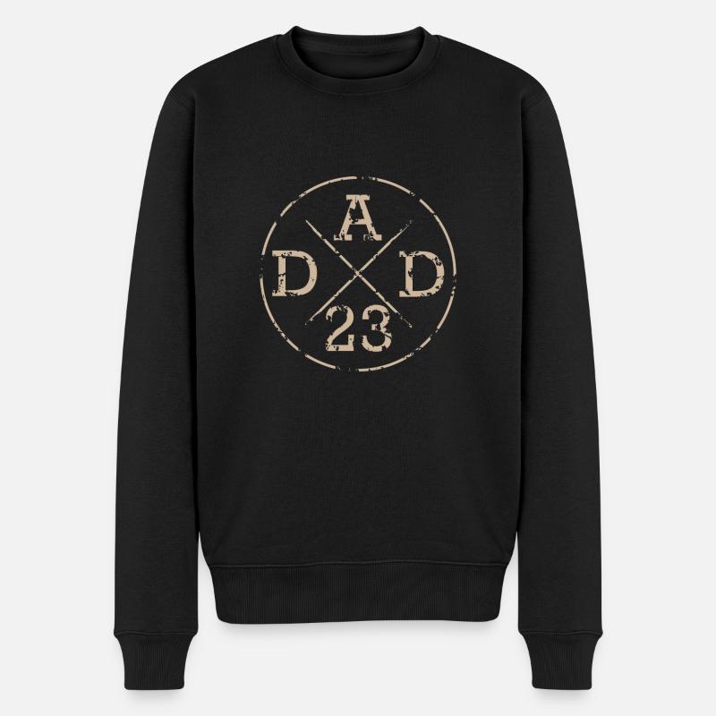 Vater Dad 23 Vatertag Geshenkidee - Männer Premium Bio Pullover - Schwarz