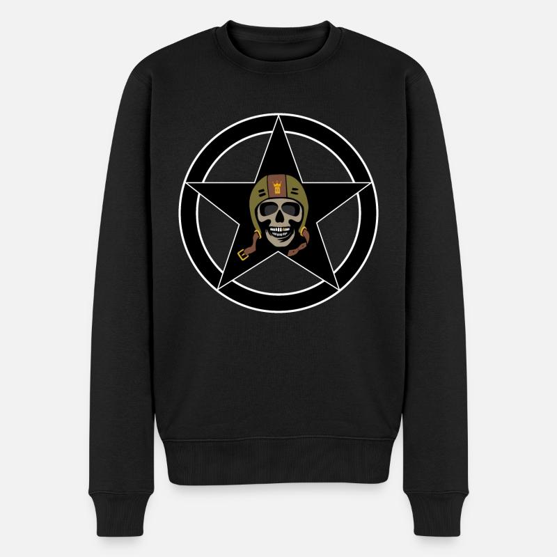 crâne grande couleur du disque étoilé - Pull Premium bio Homme - noir
