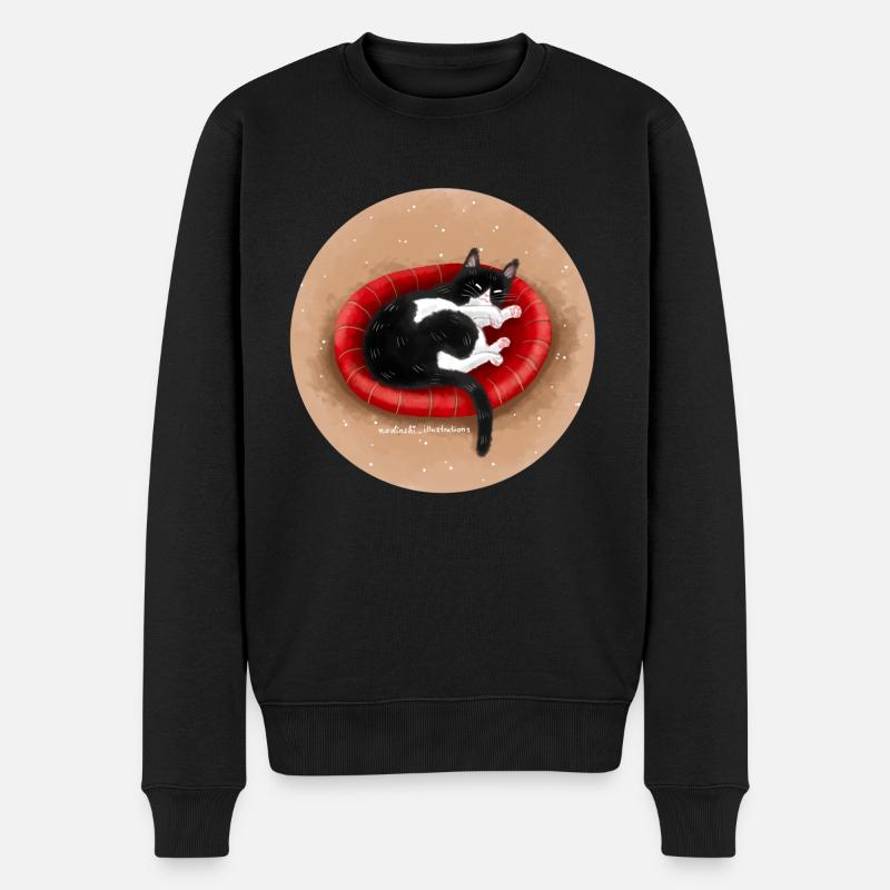 Katze im Korb - Männer Premium Bio Pullover - Schwarz
