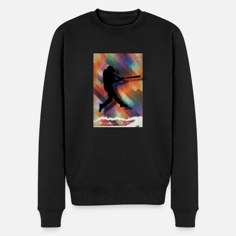 Baseball Baseballspieler bunt | Geschenk - Männer Premium Bio Pullover - Schwarz