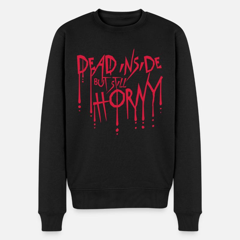 dead inside but horny - Männer Premium Bio Pullover - Schwarz