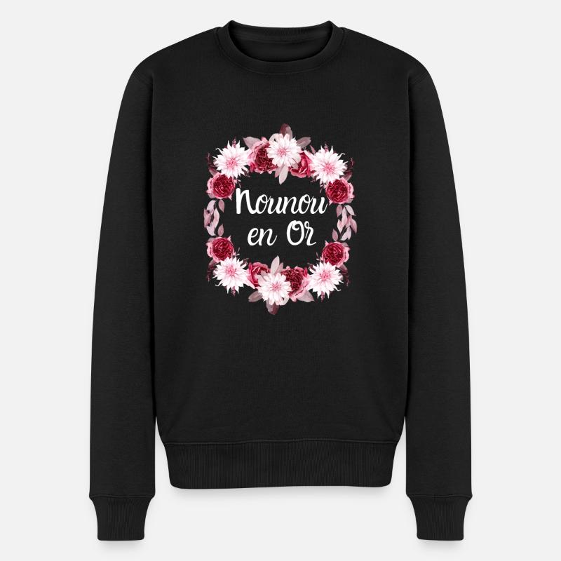 nounou en or Couronne de fleurs - Pull Premium bio Homme - noir