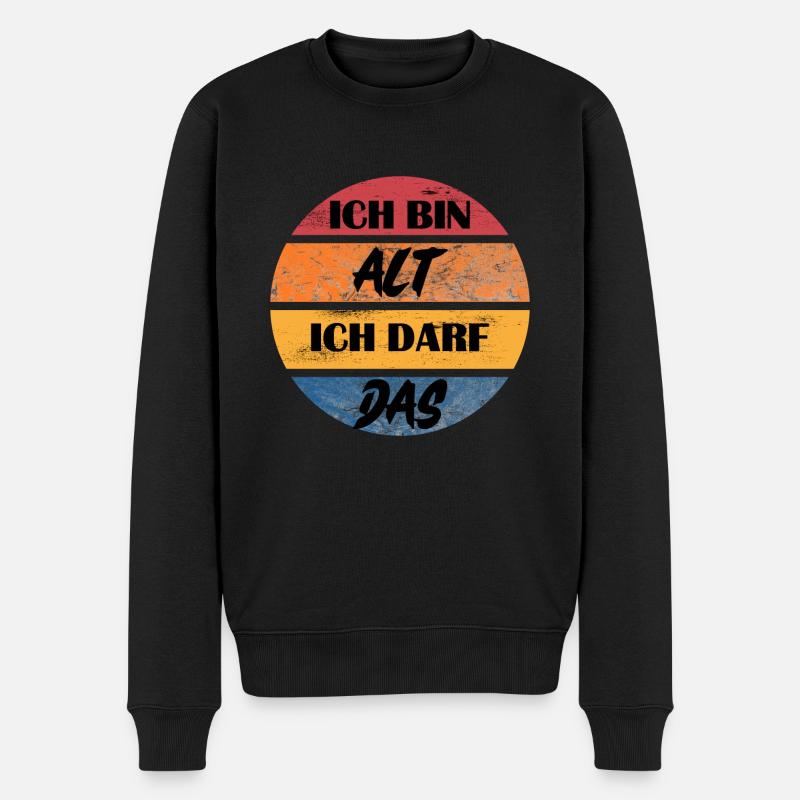 Ich bin alt ich darf das Retro - Männer Premium Bio Pullover - Schwarz