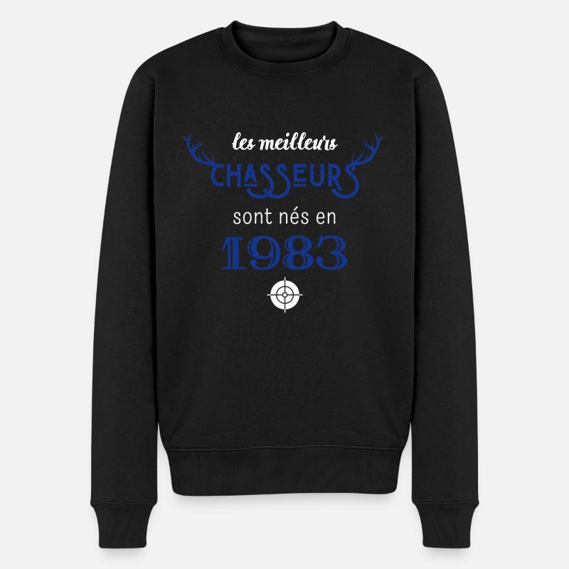 Anniversaire chasseur 1983 - Pull Premium bio Homme - noir