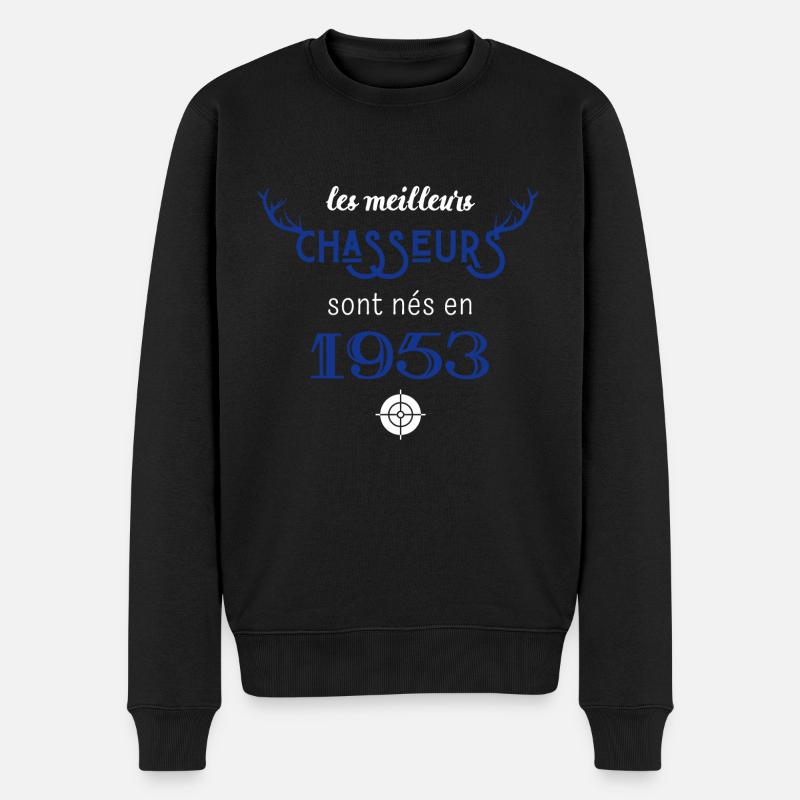 Anniversaire chasseur 1953 - Pull Premium bio Homme - noir