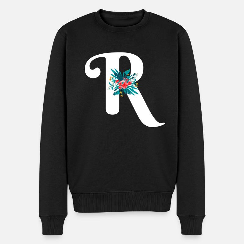 lettre R fleuris - Pull Premium bio Homme - noir
