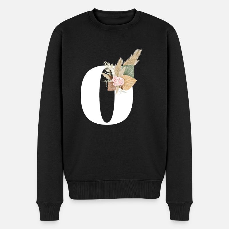 Buchstabe O Blumen - Männer Premium Bio Pullover - Schwarz