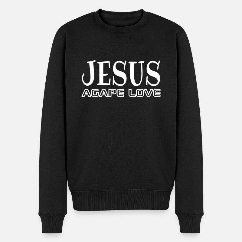 Christian Design Jesus, Agape Liebe - Männer Premium Bio Pullover - Schwarz