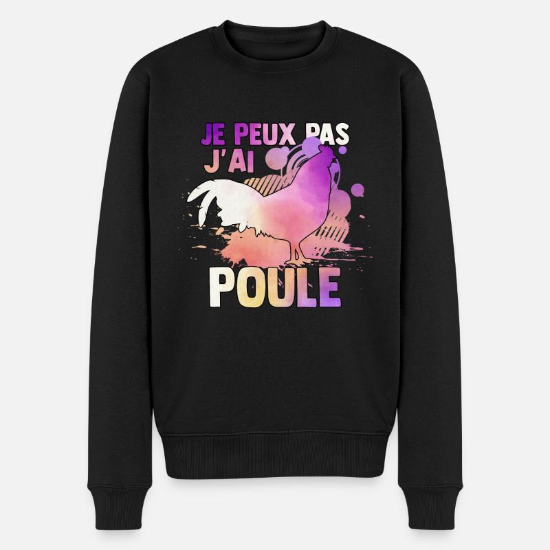 je peux pas j'ai poule watercolor - Pull Premium bio Homme - noir