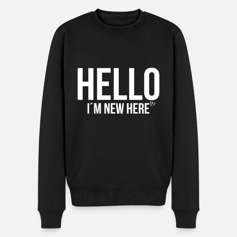 Hello im new here - Männer Premium Bio Pullover - Schwarz